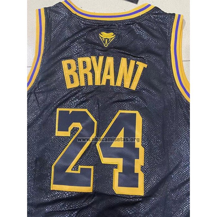 Camiseta Los Angeles Lakers Kobe Bryant NO 24 Black Mamba Snakeskin Negro